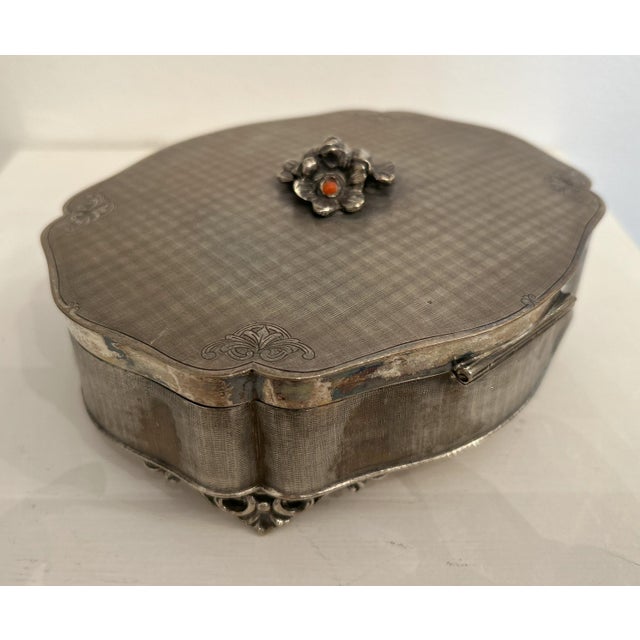 Art Nouveau 800 Silver Jewel Box with Vermeil Interior, Germany, 1890s For Sale - Image 17 of 17