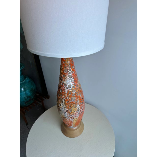 Mid Century Lava Glazed Lamp For Sale - Image 4 of 5