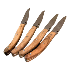 1980s Laguiole-Style Steak Knives Wood and Stainless Steel - Set of 4