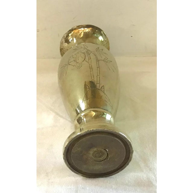 1940s WW II Brass Etched Vase For Sale - Image 9 of 11