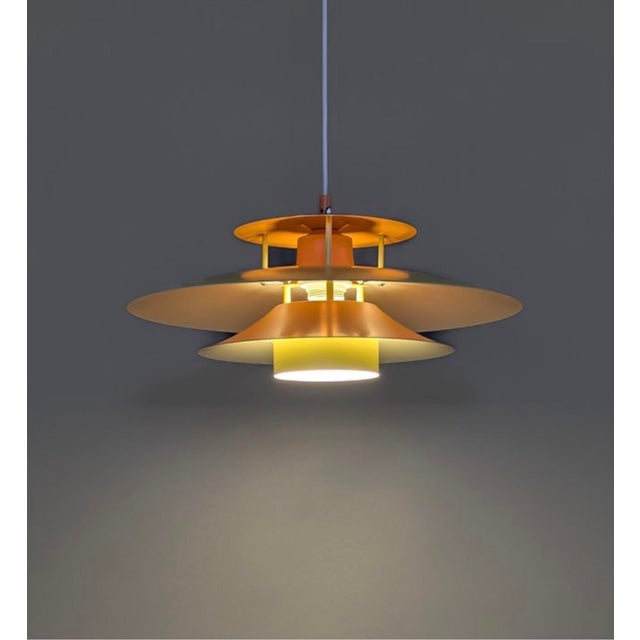 Mid-Century Modern Danish Pendant Lamp in Yellow & Orange Metal, 1970s For Sale - Image 9 of 10
