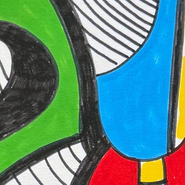 Abstract Guardians of the Spark — Small Abstract Figurative Drawing (8 X 8 In, 2025) For Sale - Image 3 of 6