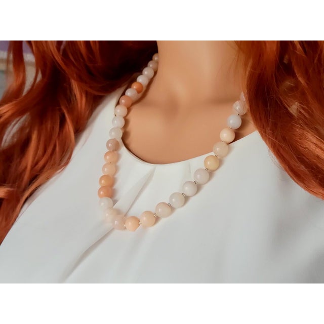 Gemstone Oregon Peach Opal Beaded Necklace by Noblesse Oblige Studio, 24.5" For Sale - Image 7 of 11