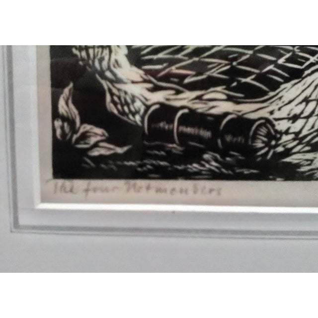 American Original Vintage Woodcut by Robert Von Neumann, Framed, Signed, 18.5” X 15” For Sale - Image 3 of 8