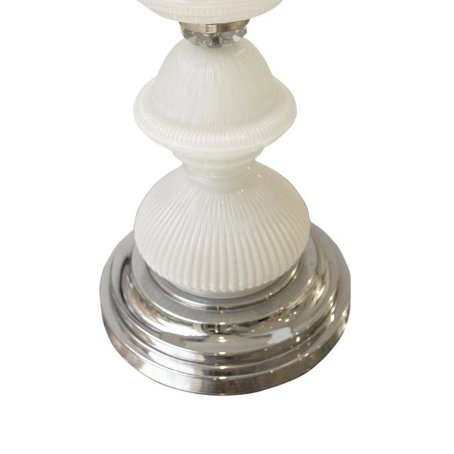 Murano Glass Table Lamp with Grey Velvet Shade, Italy, 1950s For Sale - Image 3 of 7