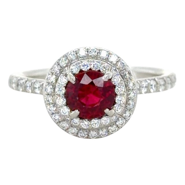 Tiffany & Co., Soleste Ruby and Diamond Ring Platinum, Size 6 For Sale