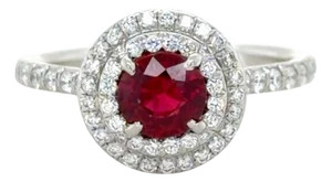 Tiffany & Co., Soleste Ruby and Diamond Ring Platinum, Size 6