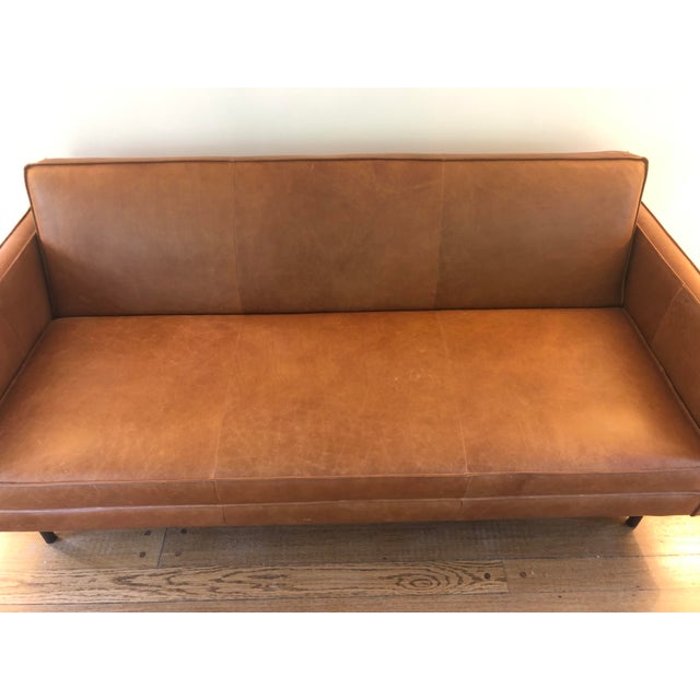 Modern West Elm Axel Full Leather Futon Chairish