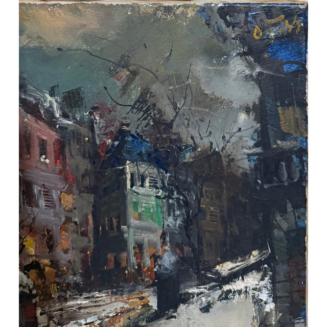 Mid 20th Century Oliver Foss, Expressionist Oil Painting Paris Scene View Architectural Visionism Olivier Foss For Sale - Image 5 of 13