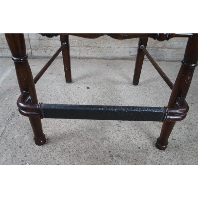 Black Late 20th Century Maitland-Smith Country French Mahogany & Leather Hunt Club Ladderback Bar Stool For Sale - Image 8 of 12