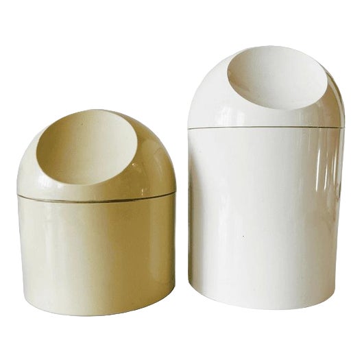Vintage Space Age Plastic Bathroom Storage Boxes by Makio Hasuike for Gedy, Set of 2 For Sale