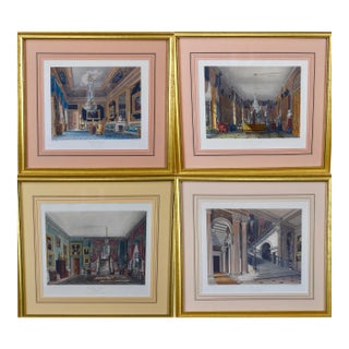 Four 19th Century Hand-Colored Engravings Depicting English Royal Residences by Charles Wild, 1816 For Sale