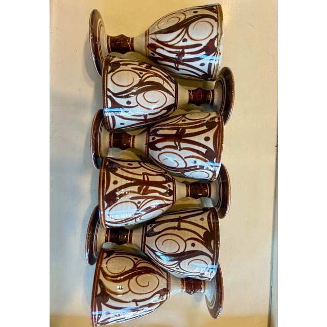 Ceramic 1960s Alan Caiger-Smith Adlermaston Pottery Mid Century Goblets- Set of 6 For Sale - Image 7 of 10