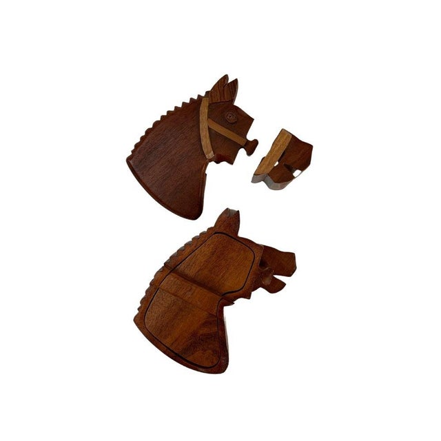 Hand Carved Folk Art Wood Horse Puzzle Box For Sale - Image 4 of 7