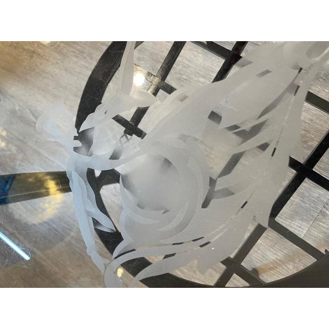 Paolo Buffa Round Coffee Table in Ebonized Wood and Screen-Printed Glass by Paolo Buffa, 1940 For Sale - Image 4 of 15