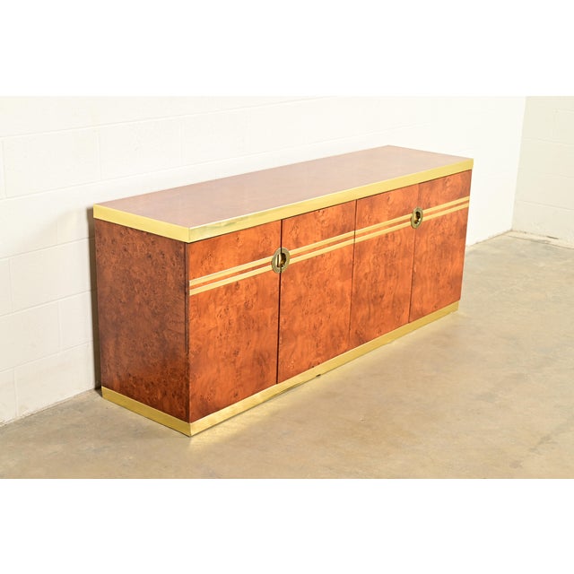 Pierre Cardin Mid-Century Modern Burl Wood and Brass Sideboard Credenza, 1970s For Sale - Image 18 of 18