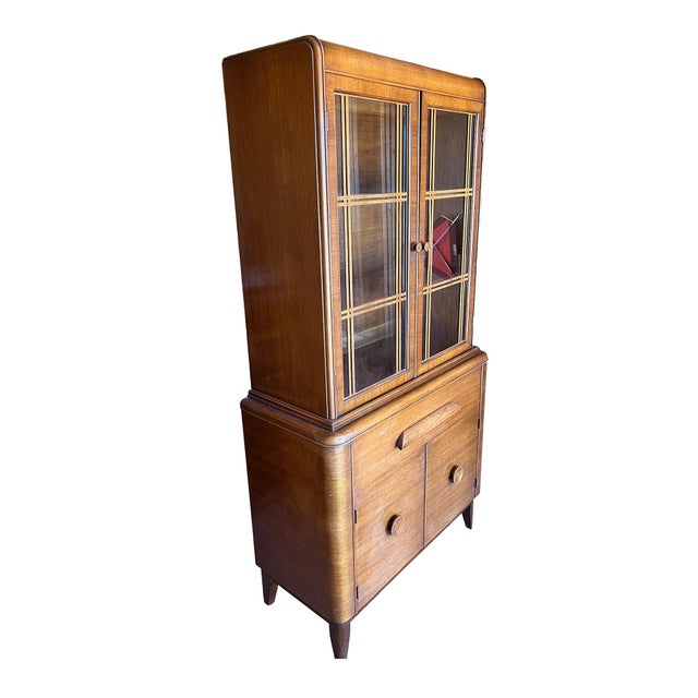 Art Deco 1930s Art Deco Waterfall China Cabinet For Sale - Image 3 of 10