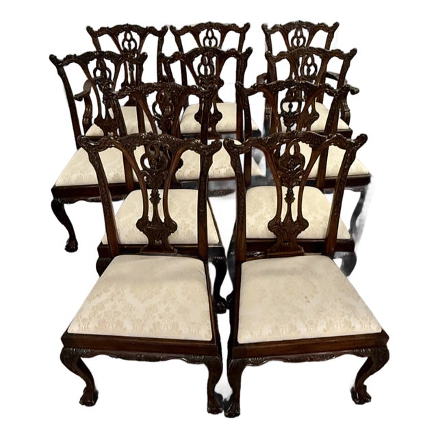 1960s Set of 10 Ball and Claw Chippendale Dining Chairs For Sale