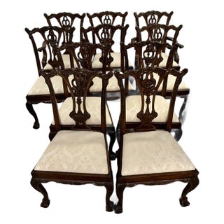 Set of 10 Ball and Claw Chippendale Dining Chairs For Sale