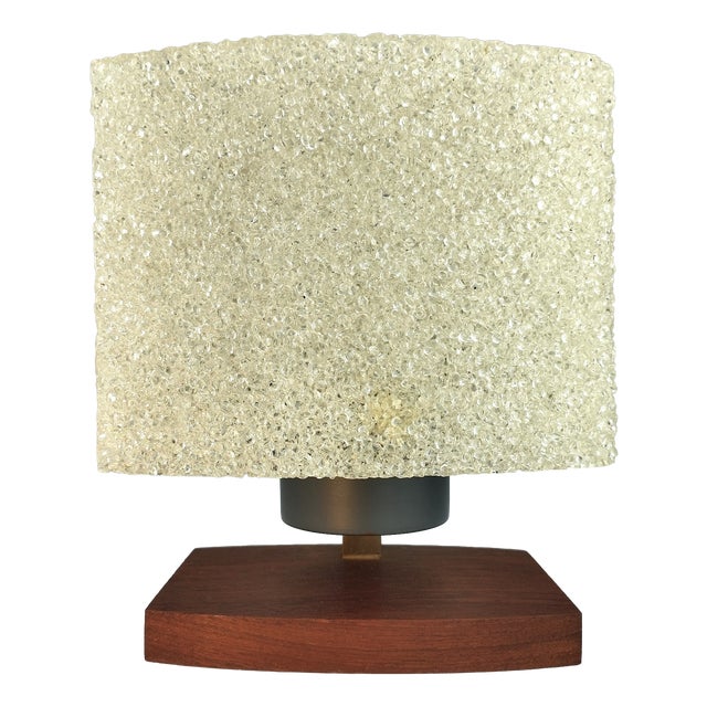 Mid-Century Modern Table Lamp in Acrylic Granules and Teak Wood, 1960s For Sale