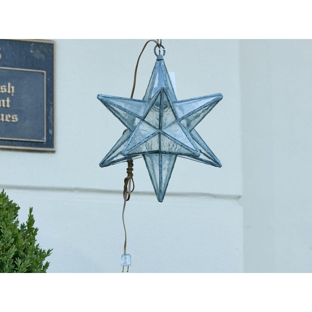 Mid 20th Century French Mid Century Modern Star Metal and Glass Light Fixture with Single Bulb For Sale - Image 12 of 12