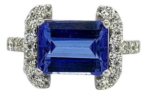 Natural Tanzanite Diamond Ring Size 6.5 14k W Gold 3.89 TCW Certified