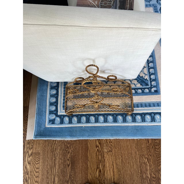 Vintage Hollywood Regency Brass Rope Magazine Rack in the Style of Maison Jansen For Sale In Washington DC - Image 6 of 11