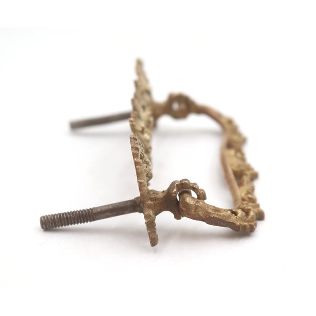 Mid 20th Century Pair of Antique Victorian Filigree Brass Bail Drawer Pulls For Sale - Image 5 of 5