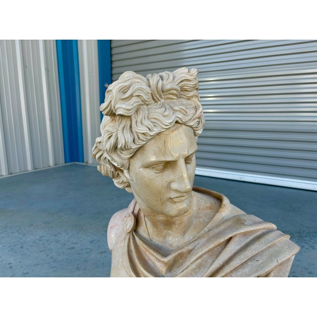 Vintage Classical Style Marble Bust of Apollo For Sale - Image 12 of 12