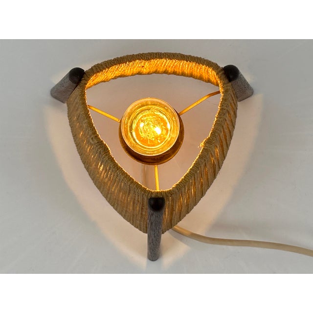Mid-Century Modern Teak Sisal Bedside Table Lamp, Denmark, 1960s For Sale - Image 17 of 18