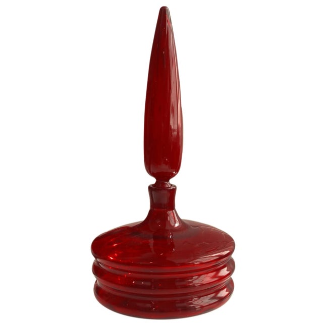 Blenko Rare Regal Ruby Decanter 1960s Blenko Very Rare Regal Ruby Decanter Design: Wayne Husted, Signed 16½”H x 8”D Wayne...