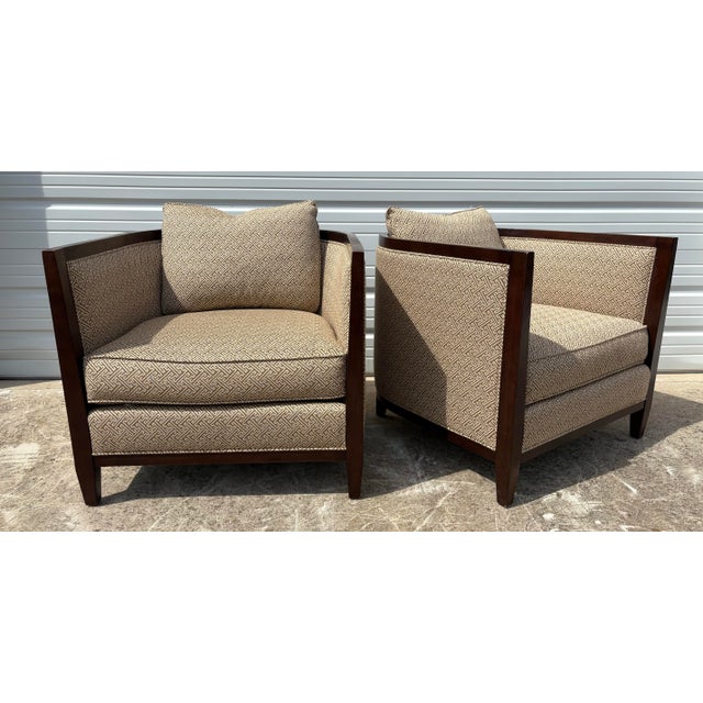 2010s Vintage Upholstered Deco Inspired Club Chairs by Bernhardt For Sale - Image 5 of 11