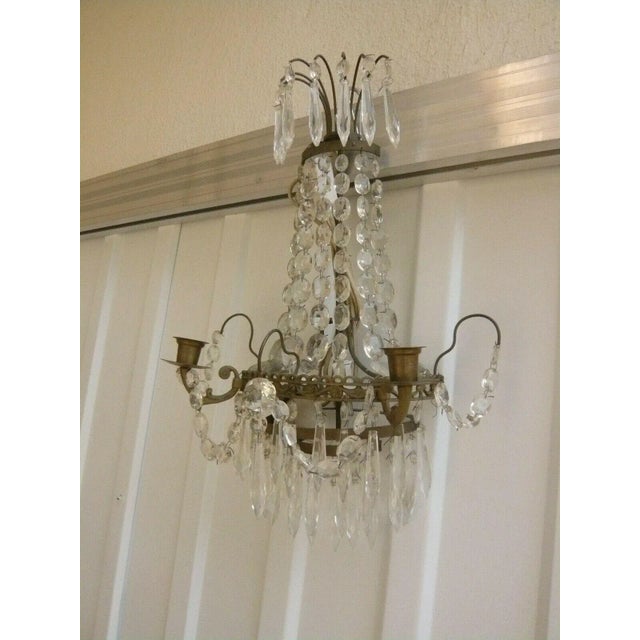 Traditional EArly 19thc Gustavian Bronze Cascading Crystal Wall Sconce For Sale - Image 3 of 9