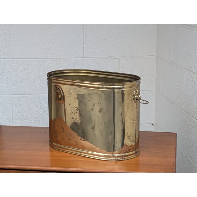 Metal 1970s Hollywood Regency Brass Lion Motif Magazine Holder/Rack For Sale - Image 7 of 7