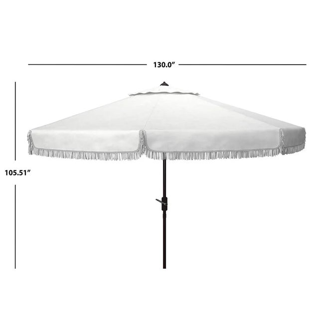 Contemporary Milan Fringe 11 Ft Umbrella - Ivory For Sale - Image 3 of 4
