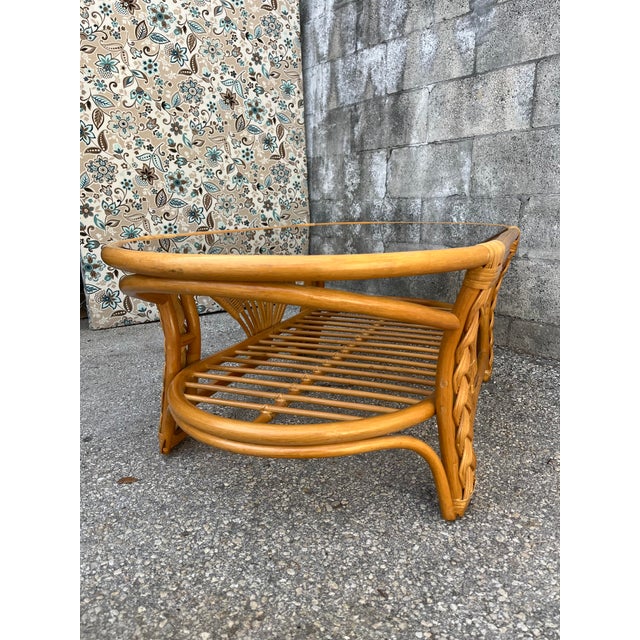 Coastal Style Braided Rattan and Wicker Coffee Table. Circa 1980s For Sale - Image 9 of 12