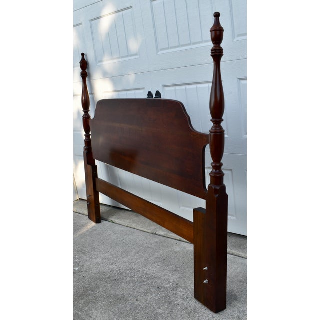 Cherry Queen/Full Headboard Vintage Poster Bed Chippendale Style For Sale - Image 12 of 13