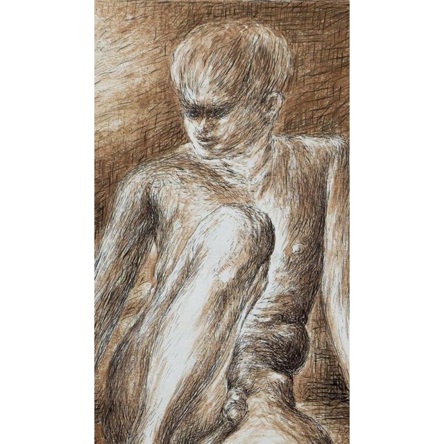 Joseph Smedley, Seated Male Nude Figurative Drawing, 1987, Paper For Sale - Image 3 of 6