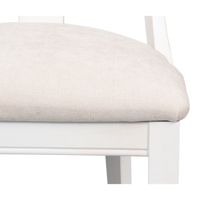 Deco Klismos Dining Chairs in White with Cream Seats, Sets of 2 For Sale - Image 9 of 11