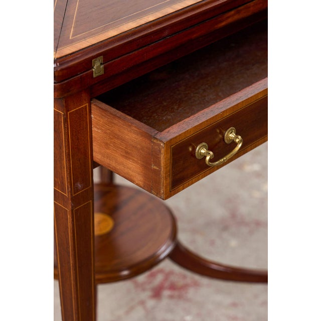 1910s Edwardian Mahogany Envelope Card Table For Sale - Image 18 of 18