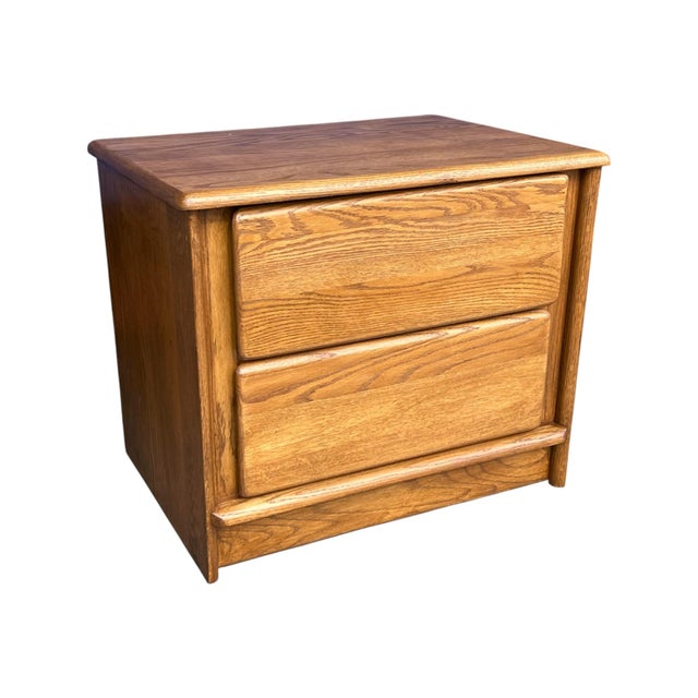 1980s Scandinavian Modern Solid Oak Two-Drawer Nightstands – Pair For Sale - Image 11 of 15