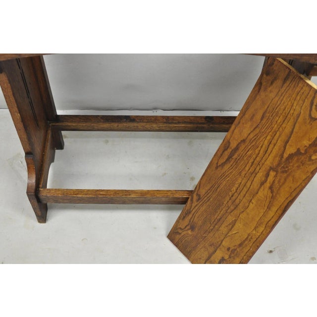 Antique English Art Nouveau Oak & Green Tile Coat Rack Umbrella Stand Hall Tree For Sale - Image 14 of 18