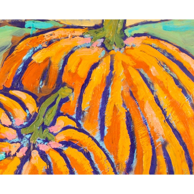 Late 20th Century Oil on Wood Panel Painting of Pumpkins Signed Shine For Sale - Image 5 of 8