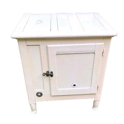 Art Deco White Wooden Art-Deco Fridge-Cabinet, France 1920's For Sale - Image 3 of 7