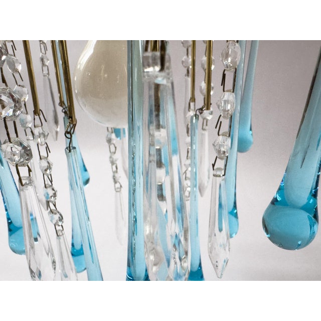 Vintage Murano-Style Blue Glass Teardrop Waterfall Chandelier, C. 1970 For Sale - Image 16 of 18