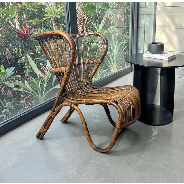 Danish Organic Modern Rattan Lounge Chair in the Style of Viggo Boesen For Sale - Image 15 of 17