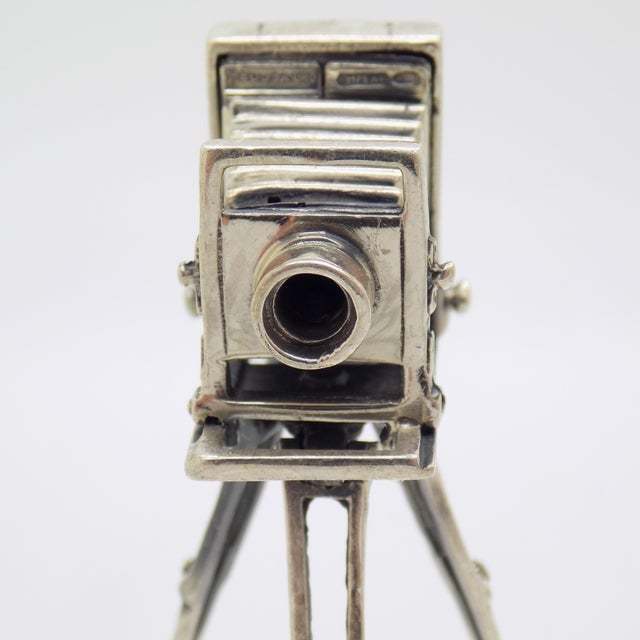 Vintage Italian Handmade Genuine Sterling Silver 925 Camera Tripod Figurine Miniature, Made in Tuscany (Arezzo) For Sale - Image 6 of 9