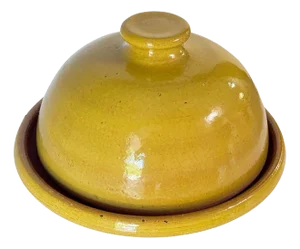 Glazed Terracotta Tajine Soup Tureen in Yellow Enameled Pottery, 1930s