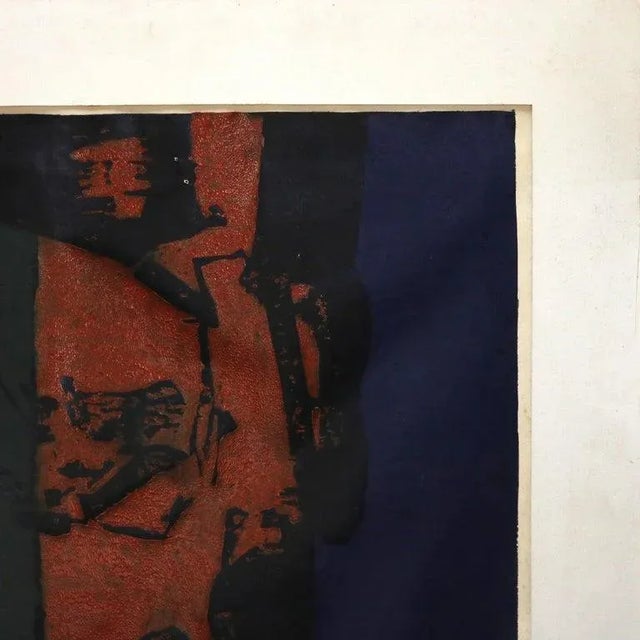 1960s Mid Century Modern Abstract Impressionist Mixed Media Print C1968, Framed For Sale - Image 4 of 9