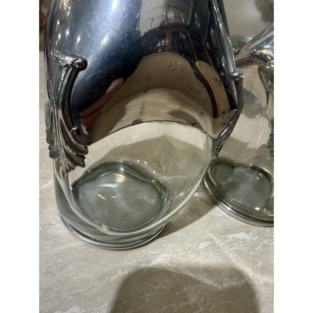 Crystal and Pewter Decanters, 1950s, Set of 2 For Sale - Image 4 of 5